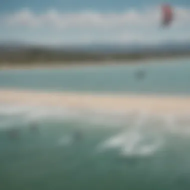 High-resolution aerial shot showcasing kiteboarders in action