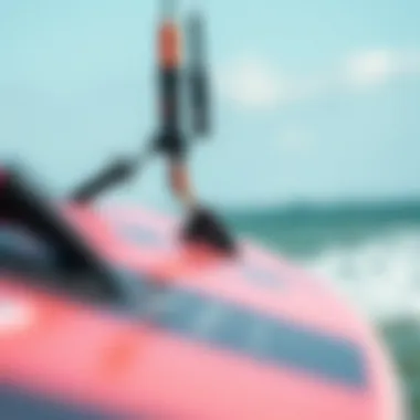 Close-up of a kitesurfing board and kite