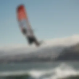 Kiteboarder navigating San Francisco's winds