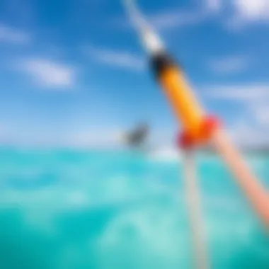 Kiteboarding in Turquoise Waters of Antigua Kiteboarder gliding over turquoise waters