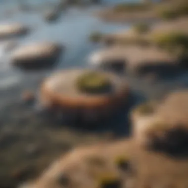 Close-up of tidal pools revealing marine life