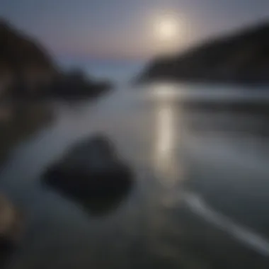 Lunar influence on tides at Bodega Bay, with full moon in the background