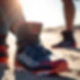 Close-up of high-performance kiteboarding boots showing advanced features.