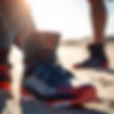 Close-up of high-performance kiteboarding boots showing advanced features.