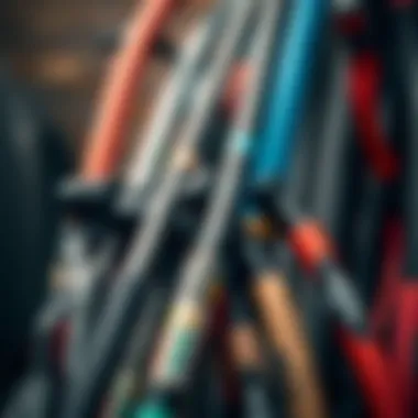 A variety of Cabrinha bars displayed together, illustrating different models