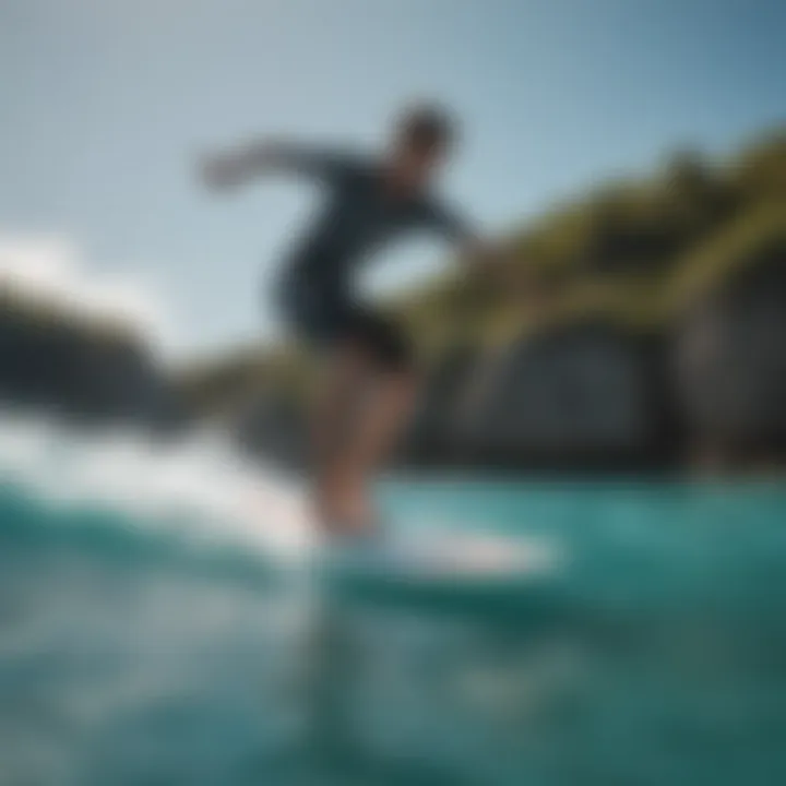 A dynamic shot of a Cabrinha foil board in action over turquoise waters