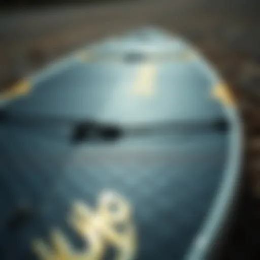 The Unique Texture of Carbon Kiteboards Close-up of a carbon kiteboard showcasing its unique texture and materials.