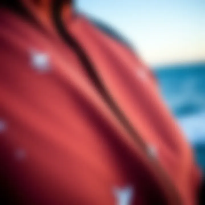 A close-up view of wetsuit material showcasing insulation technology