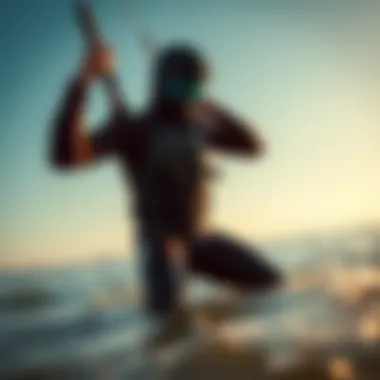 A kitesurfer demonstrating proper wetsuit fit in cold water