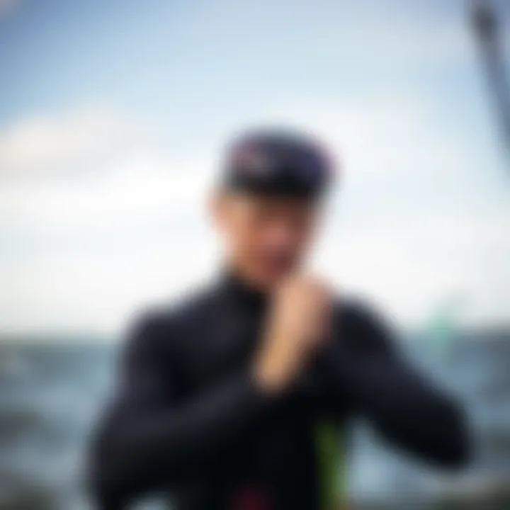 A kitesurfing enthusiast maintaining their wetsuit