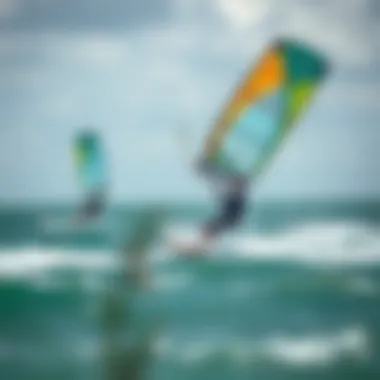 Kitesurfer Navigating Challenging Winds A kitesurfer expertly maneuvering in strong winds, demonstrating the importance of kite size.