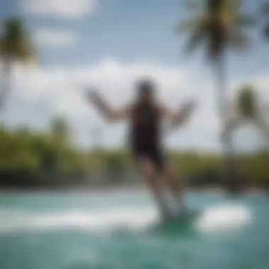 Kiteboarding enthusiasts enjoying the thrill of the waves at Coconut Bay