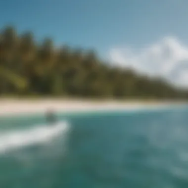 Panoramic view of Coconut Bay's shoreline with ideal wind conditions for kiteboarding