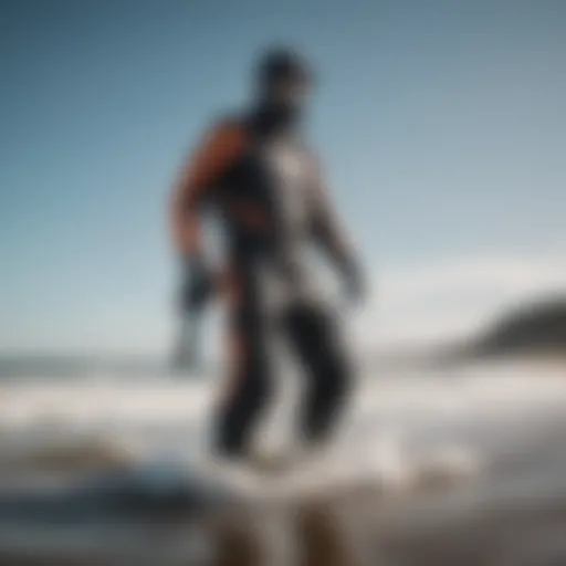 Drysuit showcased on a beach