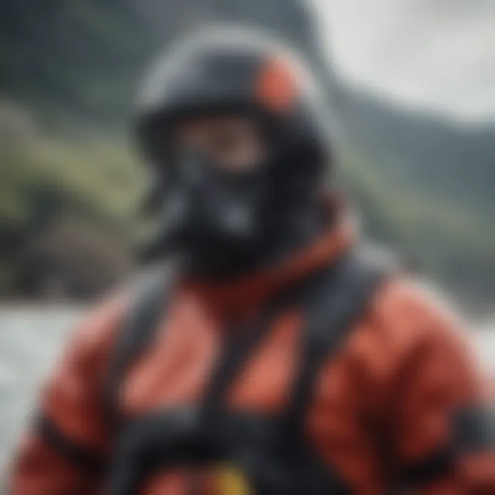 Close-up of drysuit materials