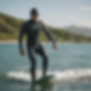 Kiteboarder wearing a Vissla wetsuit in action