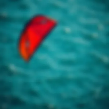 The Kite: Heart of the Kitesurfing Experience Close-up of kitesurfing kite soaring high above the water