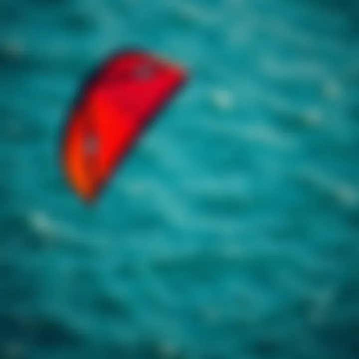 The Kite: Heart of the Kitesurfing Experience Close-up of kitesurfing kite soaring high above the water