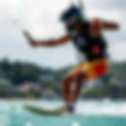 Advanced kiteboarding instructor demonstrating techniques