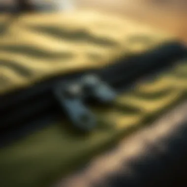 Quality Zippers and Stitching A close-up of premium zippers and stitching in a high-quality board bag