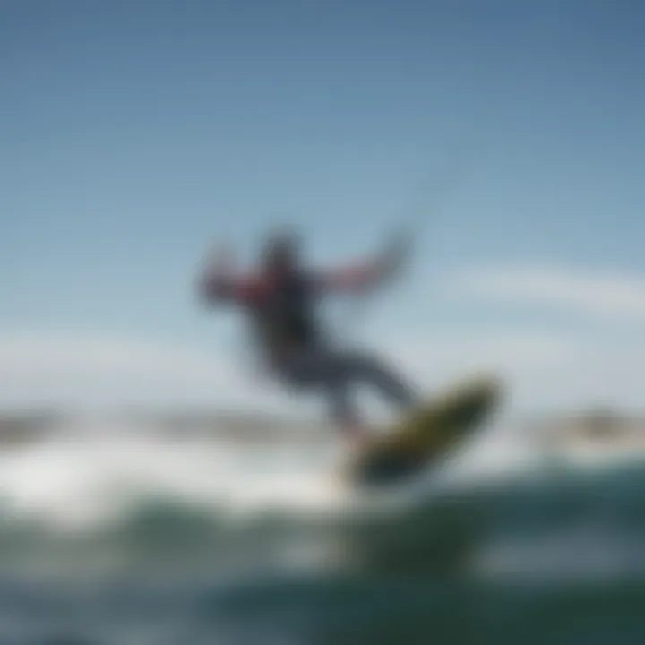 A kiteboarder in action, demonstrating the thrill of the sport