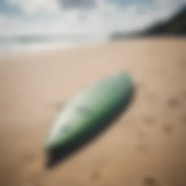 Durable kite surfboard on the beach