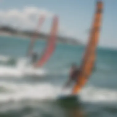 Close-up view of various kite surfing lines showcasing their texture and material