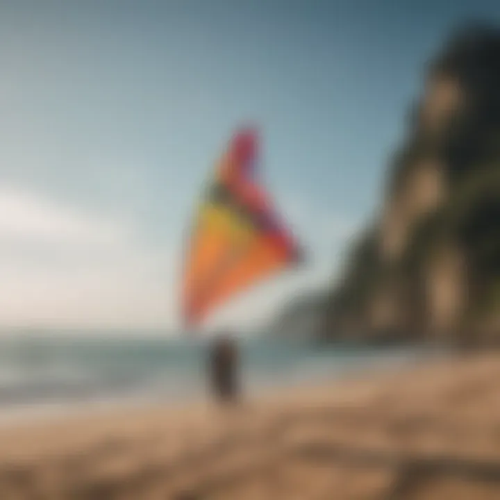 Assembly of a kiteboarding kite in a scenic location