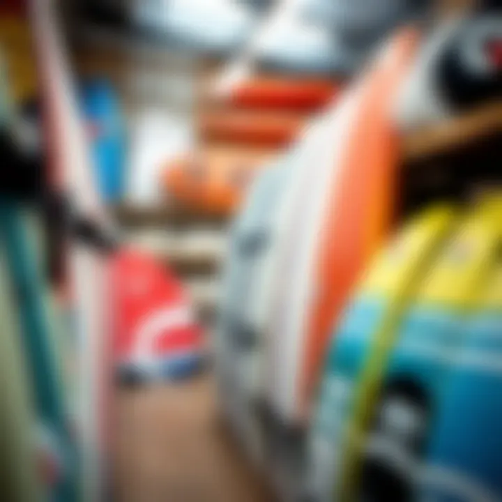 Analyzing Market Options for Kite Surf Boards A selection of kite surf boards available in a store