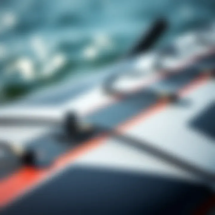 Understanding Performance Features of Kite Surf Boards Close-up of performance features on a kite surf board