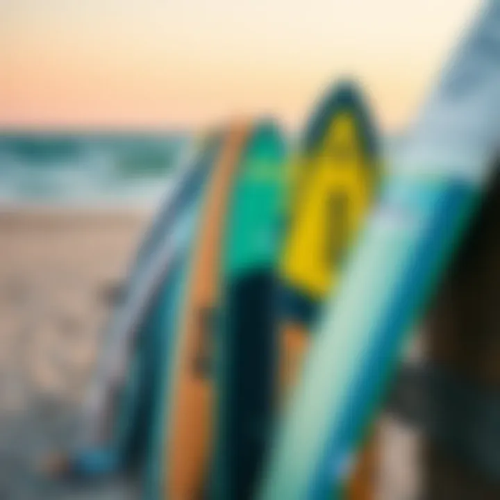 Explore Different Types of Kite Surf Boards Various types of kite surf boards displayed on a beach