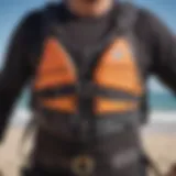 Detailed view of a modern waist harness designed for kitesurfing