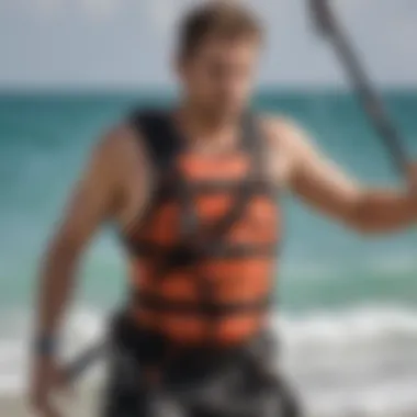 Safety features highlighted in a kitesurfing waist harness