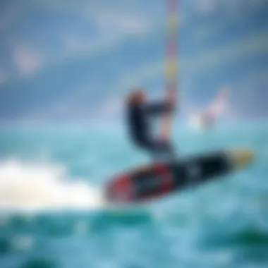 An experienced rider demonstrating wing foiling techniques on the water