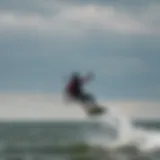 Dynamic kiteboarding action on Lake Erie