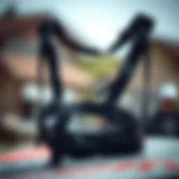 A detailed view of the Dakine seat harness showcasing its design elements.