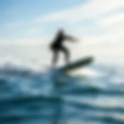 Electric hydrofoil surfboard gliding over water