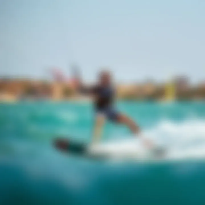 Confident Kiteboarding Adventure Beginner kiteboarder enjoying the sport with a confident stance