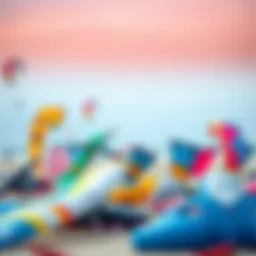 Variety of kites suitable for beginners showcased on a beach