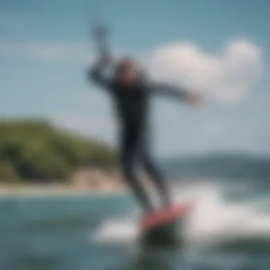 Kiteboarder wearing an Evo wetsuit in action on the water