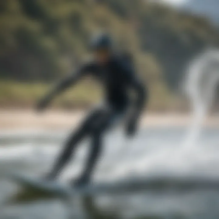 Kiteboarder in action wearing a cold water wetsuit