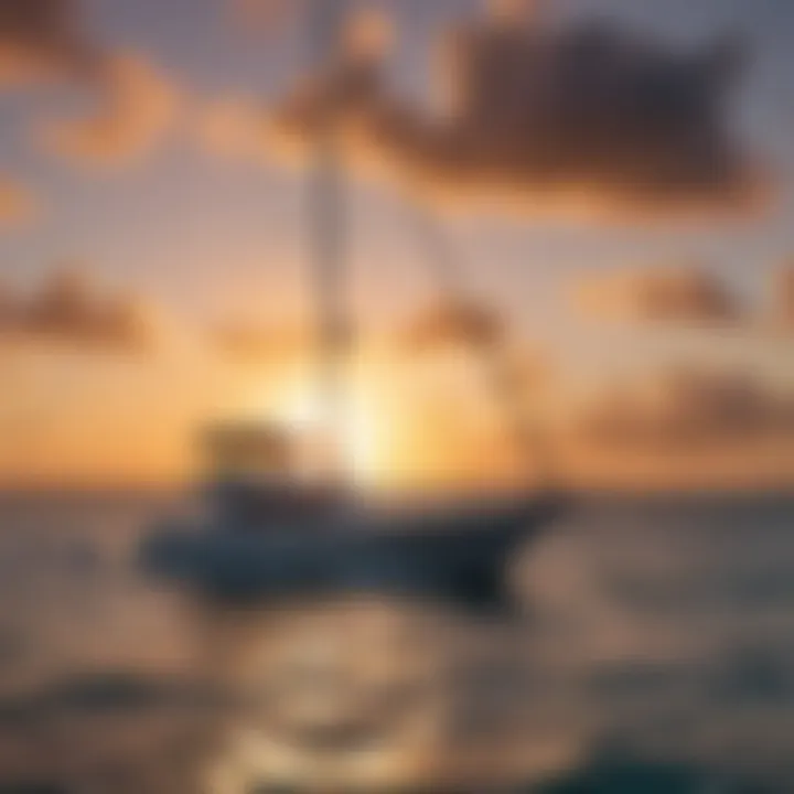 Stunning sunset view from a yacht in the Caribbean