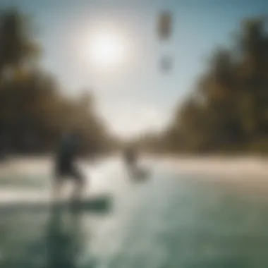 A vibrant community of kiteboarders enjoying the beach atmosphere.