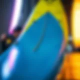 Close-up of a modern foil board surfboard design