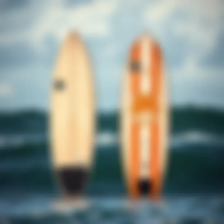 Foil Board vs. Traditional Surfboard Comparative view of foil board and traditional surfboard side by side