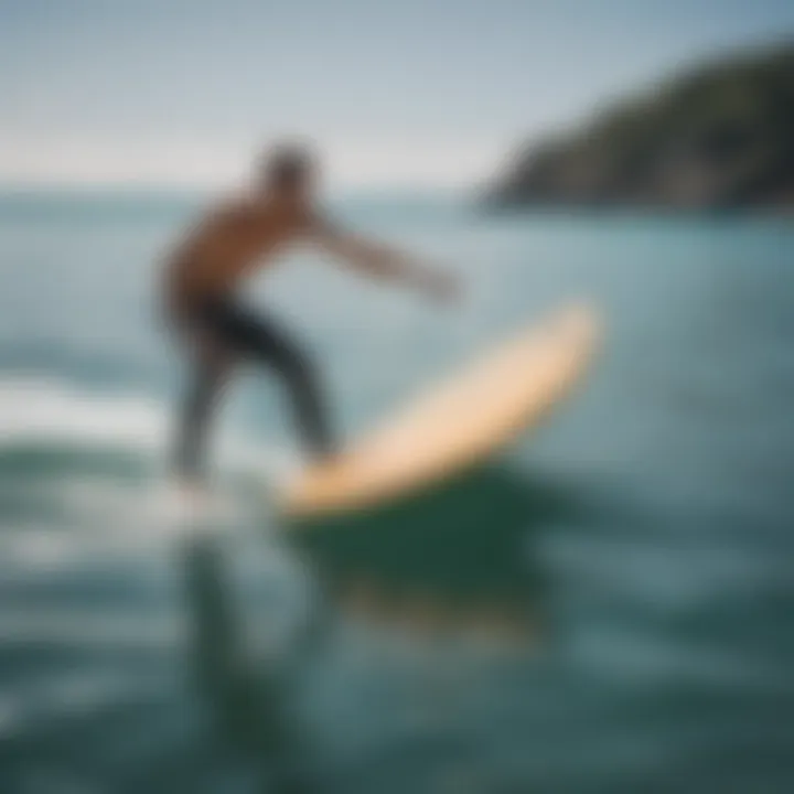 An experienced rider testing a foil surfboard on calm waters