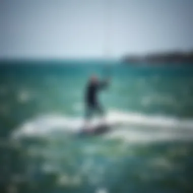 Thrilling Maneuvers on Foiling Boards Kiteboarder showcasing advanced maneuvers with a foiling board on water