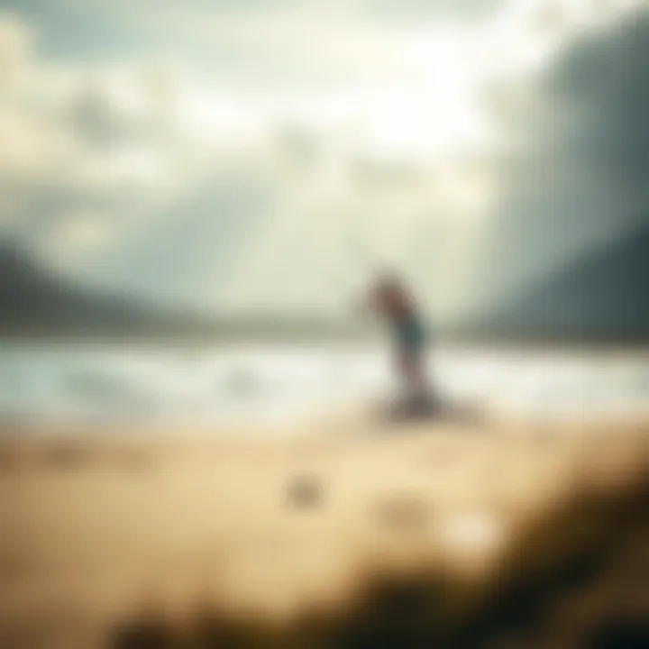 Kiteboarding Scene with Freedom Foil Boards A tranquil beach setting showcasing kiteboarding with freedom foil boards