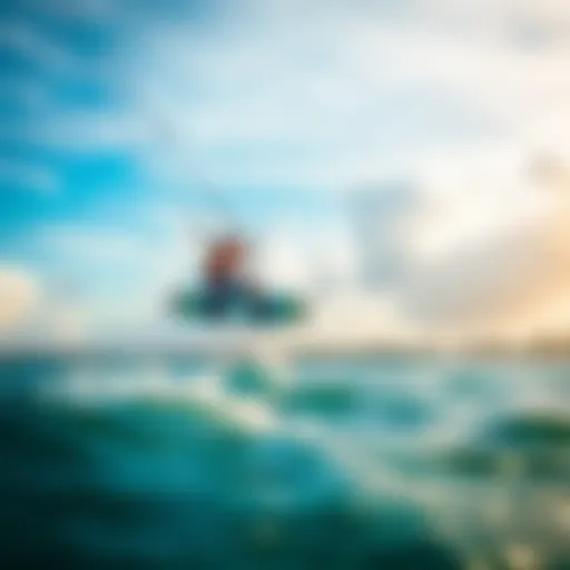 Kiteboarder soaring above the water in Houston