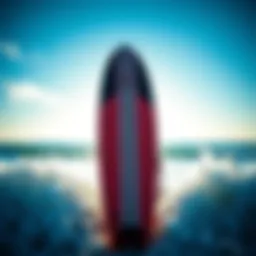 Detailed view of hydro foil surfboard design